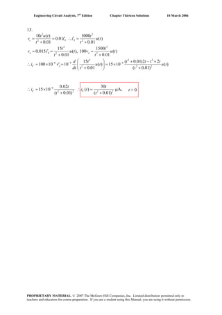 Chapter 13 solutions_to_exercises (engineering circuit analysis 7th) | PDF