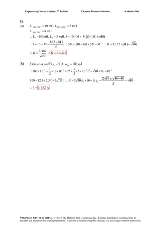 Chapter 13 solutions_to_exercises (engineering circuit analysis 7th) | PDF