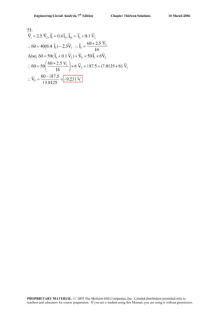 Chapter 13 solutions_to_exercises (engineering circuit analysis 7th) | PDF