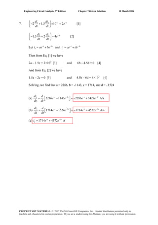 Chapter 13 solutions_to_exercises (engineering circuit analysis 7th) | PDF