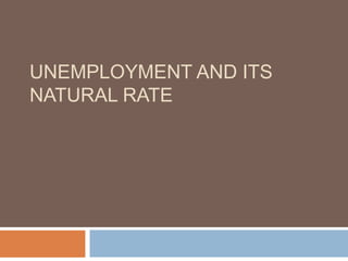 UNEMPLOYMENT AND ITS
NATURAL RATE
 
