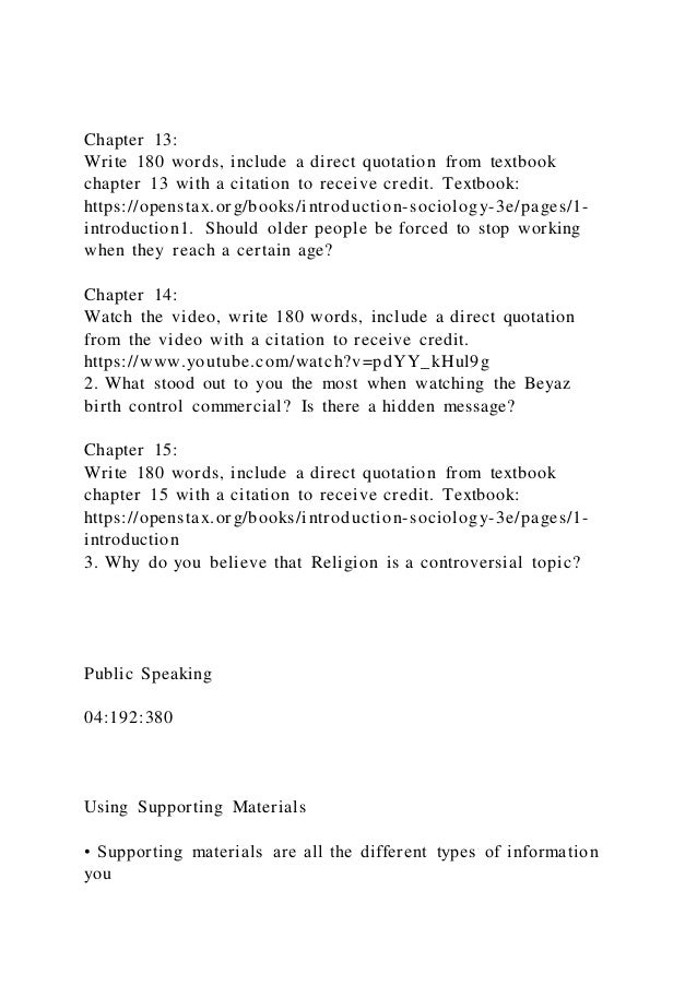 Chapter 13Write 180 words, include a direct quotation from text | PDF
