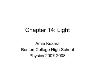 Chapter 14: Light Amie Kuzara Boston College High School Physics 2007-2008 