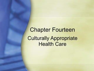 Chapter Fourteen Culturally Appropriate Health Care 