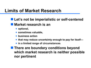 Limits of Market Research ,[object Object],[object Object],[object Object],[object Object],[object Object],[object Object],[object Object],[object Object]
