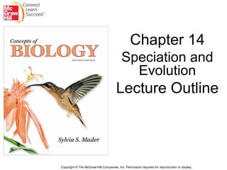 Chapter 14
                                          Speciation and
                                            Evolution
                                      Lecture Outline



Copyright © The McGraw-Hill Companies, Inc. Permission required for reproduction or display.
 