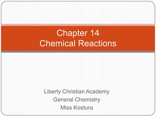 Liberty Christian Academy General Chemistry Miss Kostura Chapter 14Chemical Reactions 