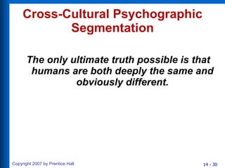 Cross-Cultural Psychographic Segmentation The only ultimate truth possible is that humans are both deeply the same and obviously different. 