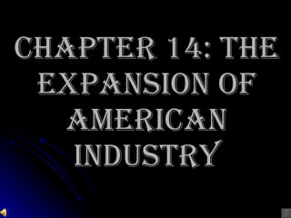 CHAPTER 14: THE EXPANSION OF AMERICAN INDUSTRY 