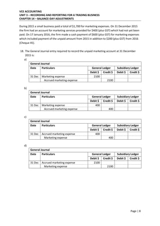Chapter 14 Prepaid and Accrued Expenses - Test | PDF