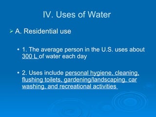 Water Use Examples Chapter 14 – water resources | PPT