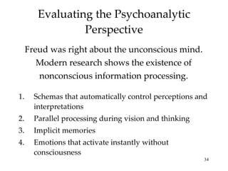 Evaluating the Psychoanalytic Perspective ,[object Object],[object Object],[object Object],[object Object],[object Object]