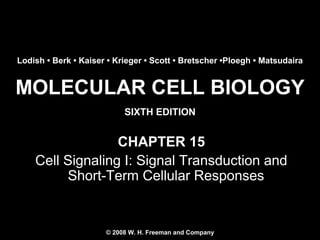 MOLECULAR CELL BIOLOGY
SIXTH EDITION
Copyright 2008 © W. H. Freeman and Company
CHAPTER 15
Cell Signaling I: Signal Transduction and
Short-Term Cellular Responses
Lodish • Berk • Kaiser • Krieger • Scott • Bretscher •Ploegh • Matsudaira
© 2008 W. H. Freeman and Company
 