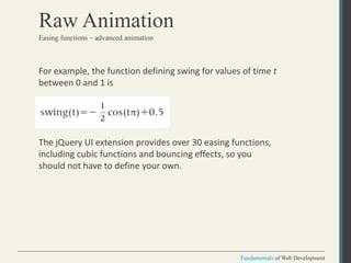 Fundamentals of Web Development
Fundamentals of Web Development
Raw Animation
For example, the function defining swing for...