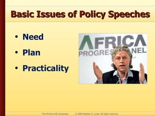 Basic Issues of Policy Speeches Need Plan Practicality 