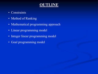 Mathematic Model Constraint Programming Chapter15 multipleprojectsandconstraints | PPT