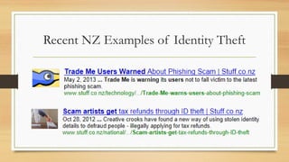 Recent NZ Examples of Identity Theft
 