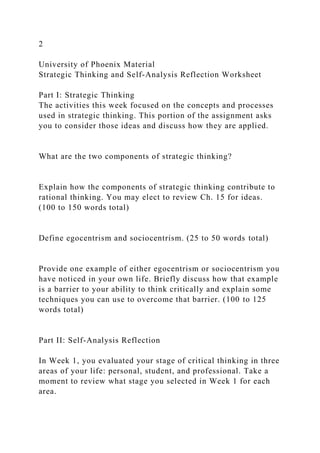 Chapter 15 Strategic Thinking Part OneStrategic thinking has tw.docx