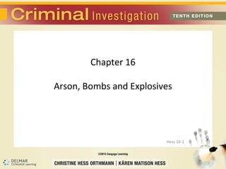 Chapter 16

Arson, Bombs and Explosives




                         Hess 16-1
 