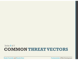 Section 6 of 6 
COMMON THREAT VECTORS 
Randy Connolly and Ricardo Hoar Fundamentals of Web Development 
 
