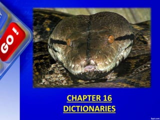 CHAPTER 16
DICTIONARIES
 
