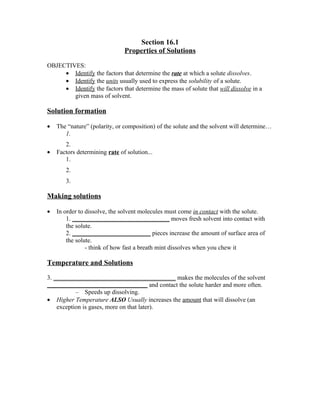 Chemistry - Chp 16 - Solutions - Notes | DOC