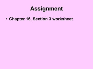 Assignment Chapter 16, Section 3 worksheet 