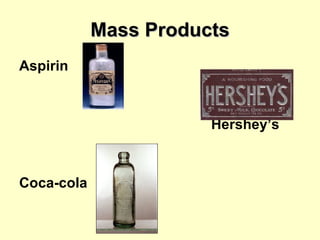 Mass Products Aspirin Hershey’s Coca-cola 