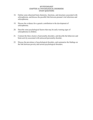 Chapter 16 study questions ap psych