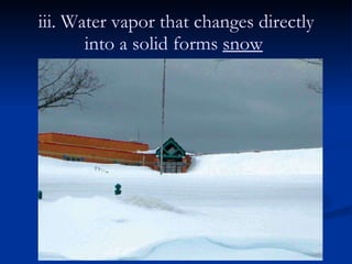 iii. Water vapor that changes directly into a solid forms  snow   