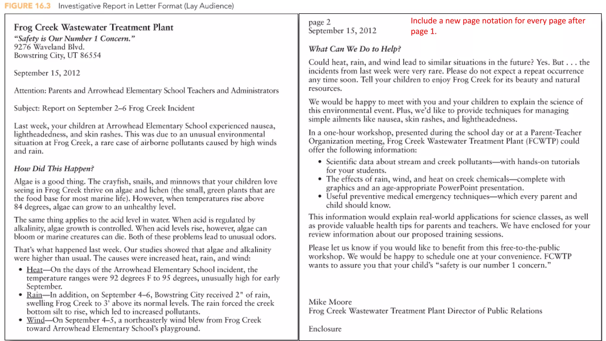 Include a new page notation for every page after
page 1.
 