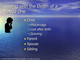 Coping with the Death of a Loved One Child Miscarriage Lost after birth Grieving  Parent Spouse Sibling 