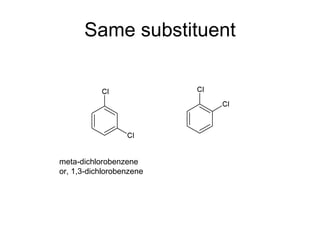 Same substituent meta-dichlorobenzene or, 1,3-dichlorobenzene 