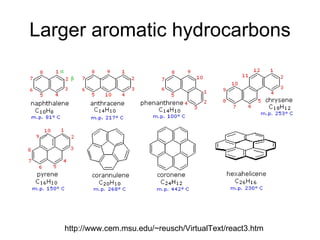 Larger aromatic hydrocarbons http://www.cem.msu.edu/~reusch/VirtualText/react3.htm 