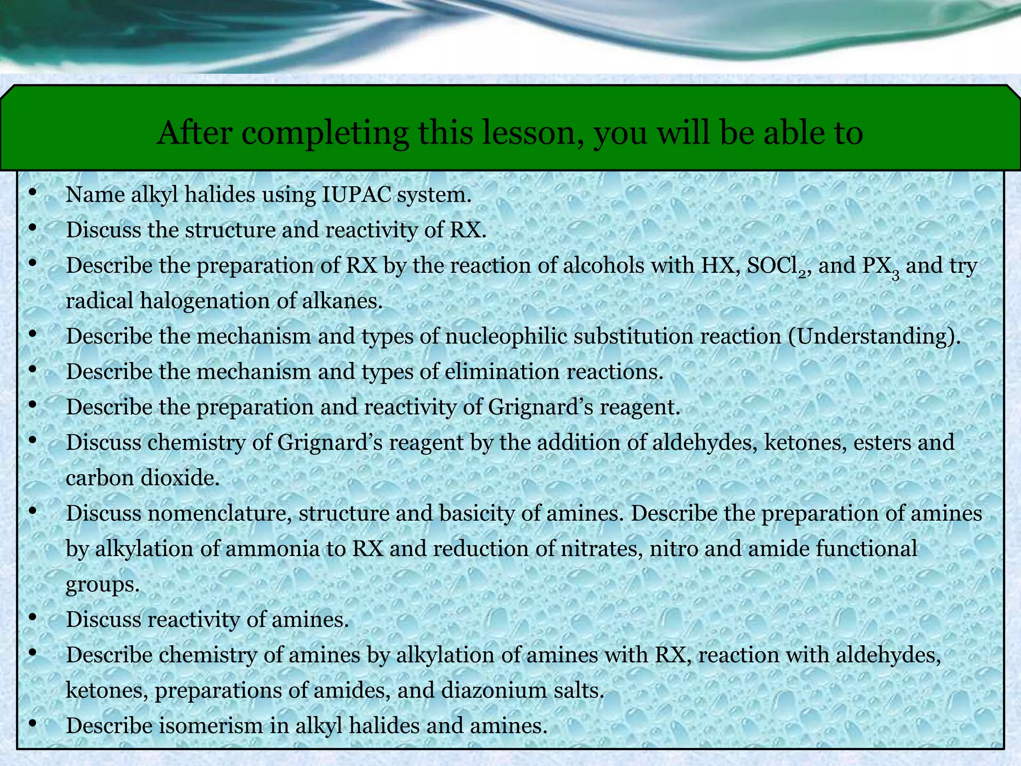 Chapter 17 alkyl halides and amines | PPTX