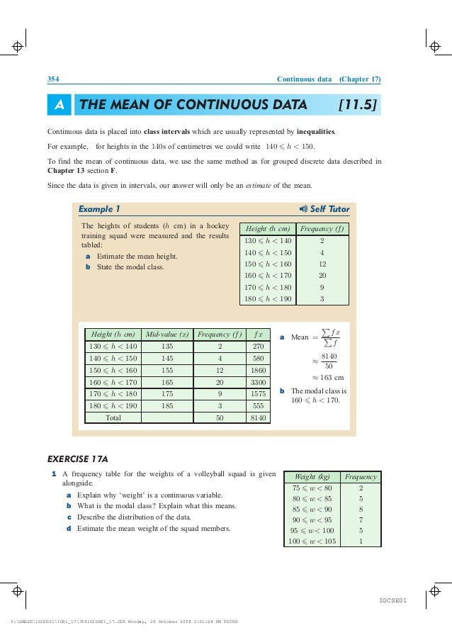 Chapter 17 - Continuous Data