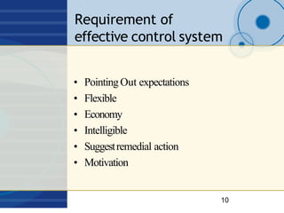 Requirement of
effective control system
10
• PointingOut expectations
• Flexible
• Economy
• Intelligible
• Suggestremedia...