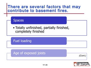 There are several factors that may
contribute to basement fires.
17–35
(Cont.)
 