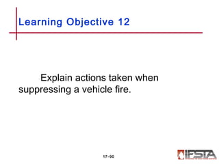 Explain actions taken when
suppressing a vehicle fire.
Learning Objective 12
17–90
 