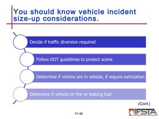 You should know vehicle incident
size-up considerations.
17–92
(Cont.)
 