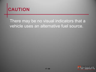CAUTION
There may be no visual indicators that a
vehicle uses an alternative fuel source.
17–98
 