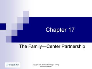 Copyright 2016 Wadsworth Cengage Learning.
All Rights Reserved.
Chapter 17
The Family—Center Partnership
 