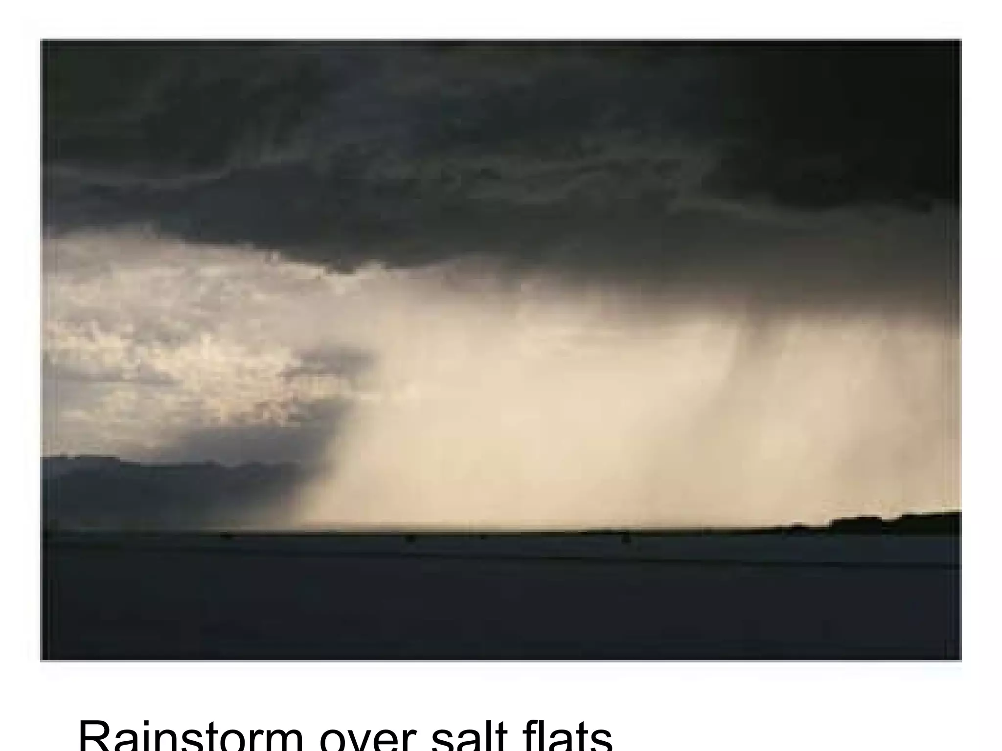 Rainstorm over salt flats 