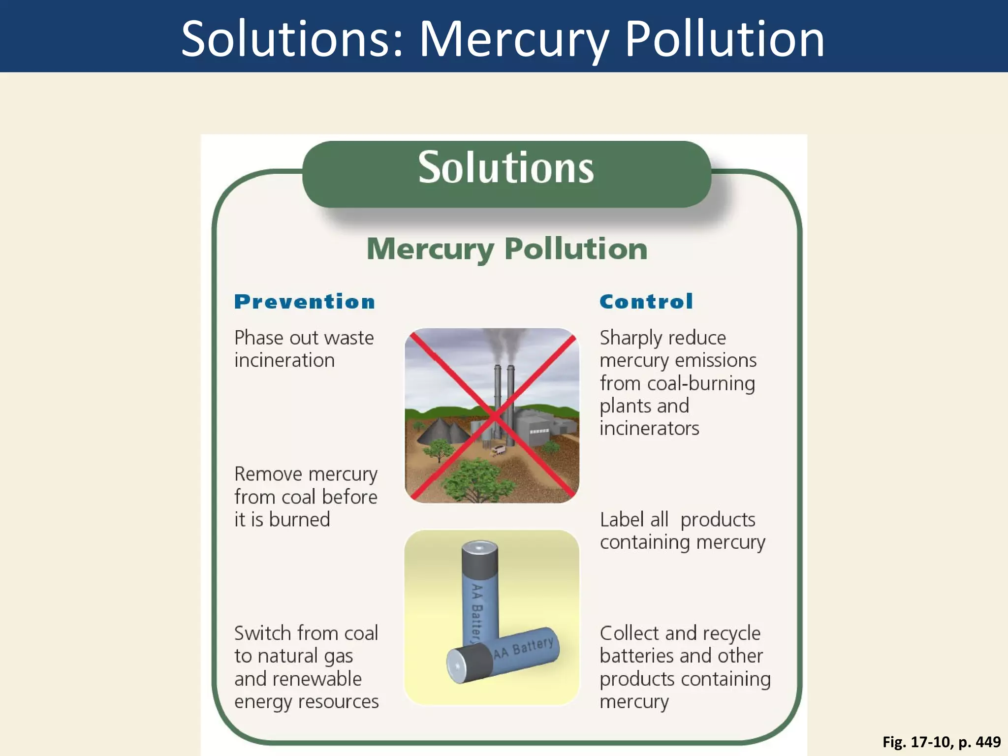 Solutions: Mercury Pollution




                               Fig. 17-10, p. 449
 