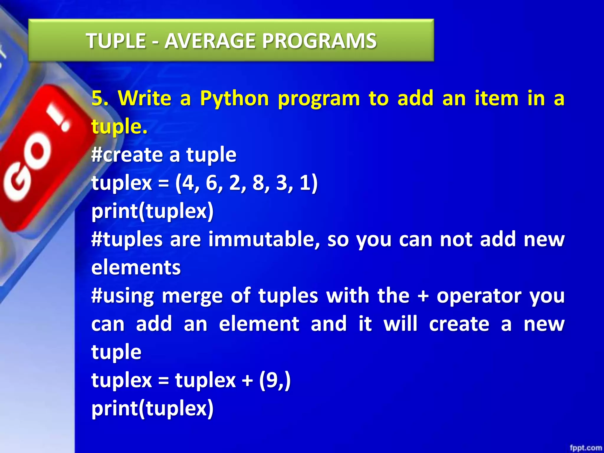 Chapter 17 Tuples | PPTX | Programming Languages | Computing