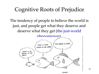 Cognitive Roots of Prejudice The tendency of people to believe the world is just, and people get what they deserve and deserve what they get ( the just-world phenomenon ). © The New Yorker Collection, 1981, Robert Mankoff from cartoonbank.com. All Rights Reserved. 