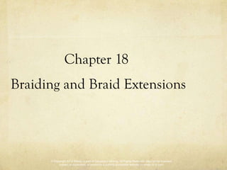 Chapter 18
Braiding and Braid Extensions




      © Copyright 2012 Milady, a part of Cengage Learning. All Rights Reserved. May not be scanned,
           copied, or duplicated, or posted to a publicly accessible website, in whole or in part.
 