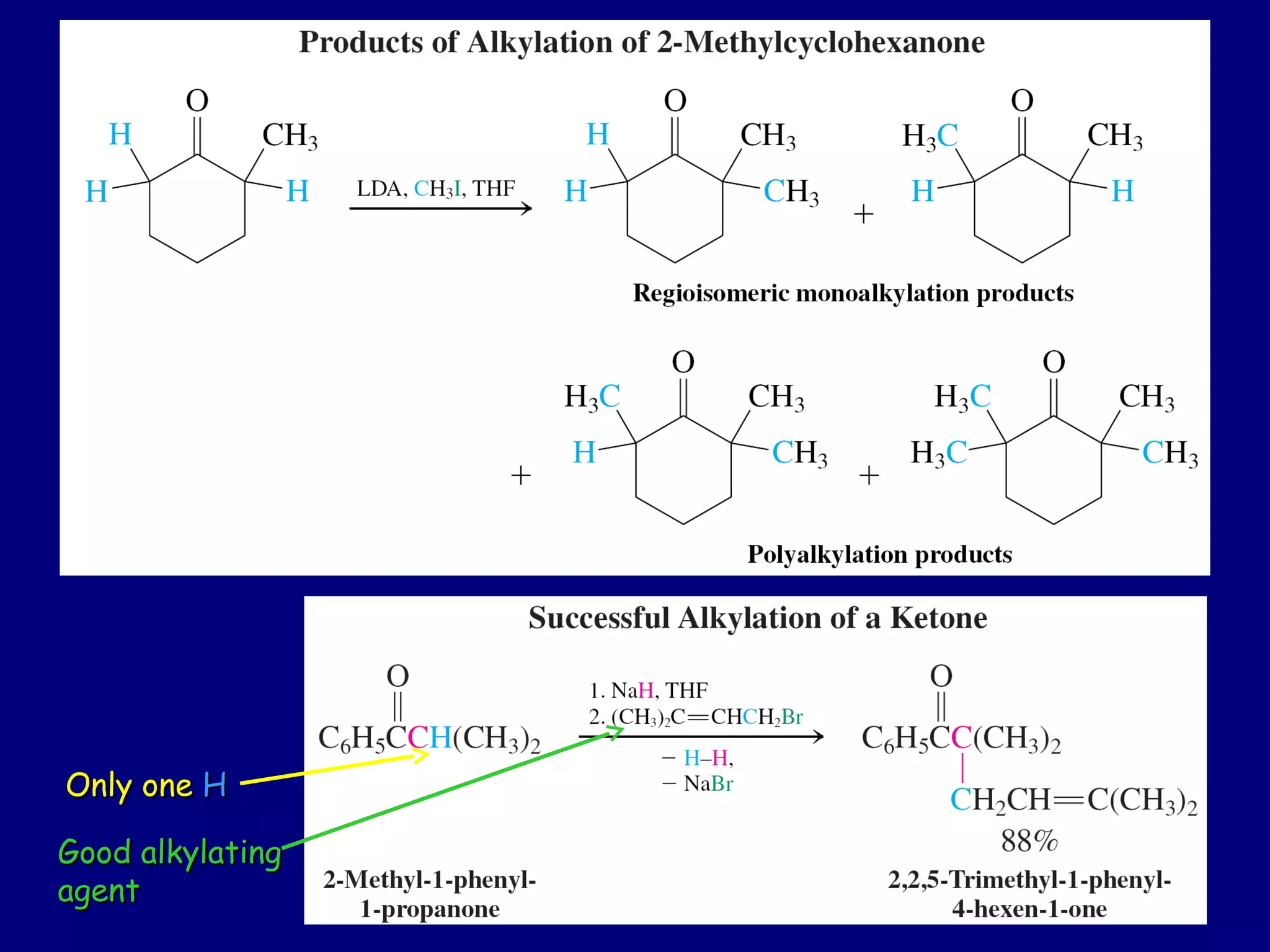 Only oneOnly one HH
Good alkylatingGood alkylating
agentagent
 