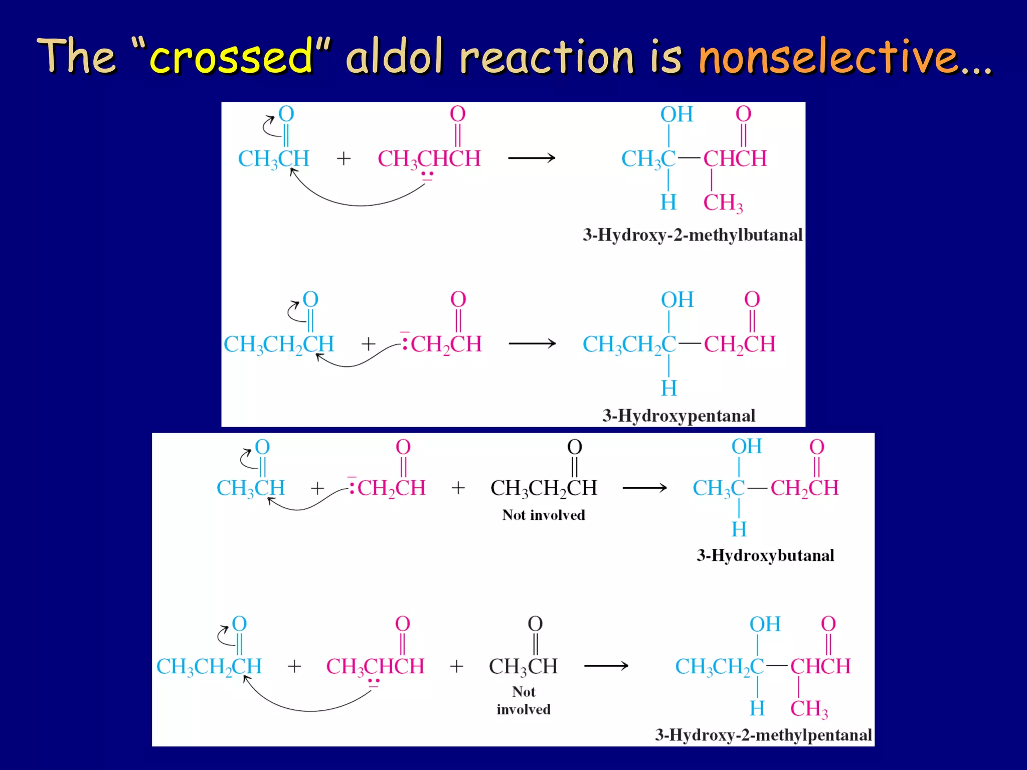 The “The “crossedcrossed” aldol reaction is” aldol reaction is nonselectivenonselective......
 