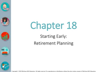 Copyright © 2020 McGraw-Hill Education. All rights reserved. No reproduction or distribution without the prior written consent of McGraw-Hill Education.
Chapter 18
Starting Early:
Retirement Planning
 